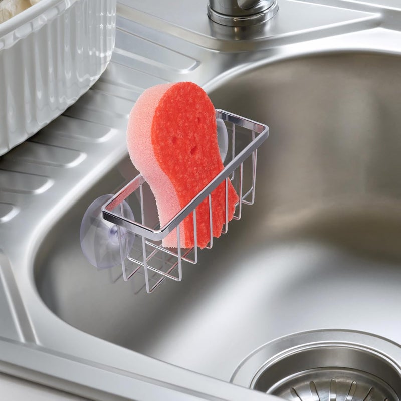 HLOOL Kitchen Sink Sponge Holder, Sponge Holder for Kitchen Sink Suction，Sink Organizer (Chrome) - Image 4